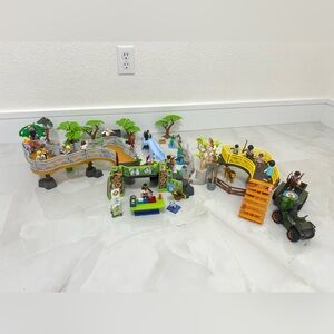 Green and Yellow Zoo Playset Kids Toy - Interactive Jungle Figures